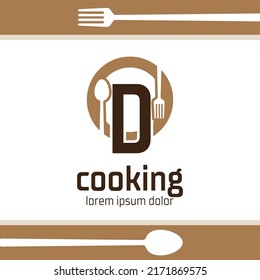Letter D food and drink logo design, Restaurant, cafe icon illustration isolated on white background