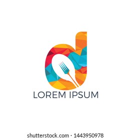 Letter D food logo vector illustration template. Spoon with letter D vector logo concept illustration.	