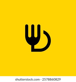 Letter D fork menu restaurant abstract creative monogram business logo.