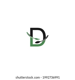 Letter D with fork and spoon logo icon design vector illustration