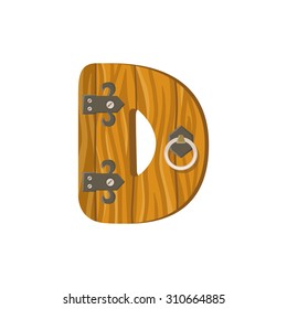 Letter D in the form of a door. Design element is perfect for logos, icons, children's alphabet and play.