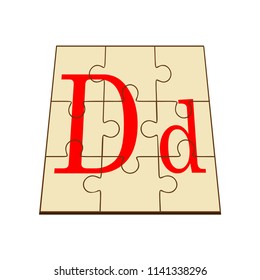 letter D in the form of a folded puzzle