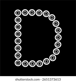 Letter D formed arranged objects