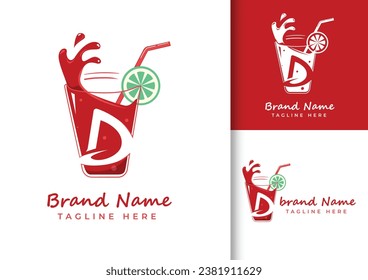 Letter D fresh juice logo design template