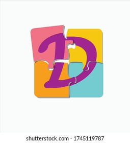 Letter D, Funny concept for Toys brand or social media logo