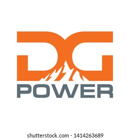 Letter D and G logo forming negative mountain inside