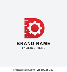 Letter D and Gear Dynamic Logo Design Combined Stock Design. Perfect for Engineering Logo