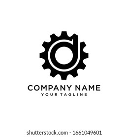 Letter D Gear Engineer Logo Design Template Element