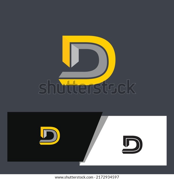 letter D in geometric\
and divided style