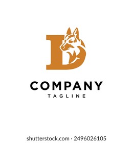 Letter D German Shepherd Logo Icon Vector