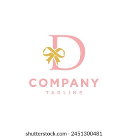 Letter D Gift Ribbon logo icon vector template.eps