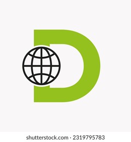 Diseño del logotipo global de la letra D. Plantilla de vector de símbolos de logotipo global