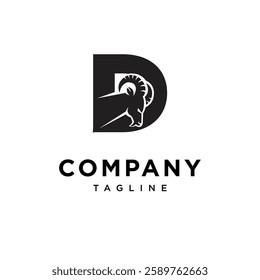 Letter D Goat Logo Icon Vector