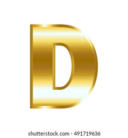 Letter D from gold solid alphabet.