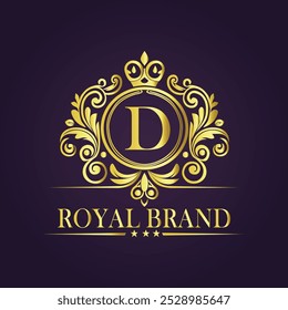 Letter D golden crown logo vector illustration.