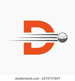 Diseño del logotipo de la carta D Golf. Signo inicial de la academia deportiva de hockey, símbolo de club