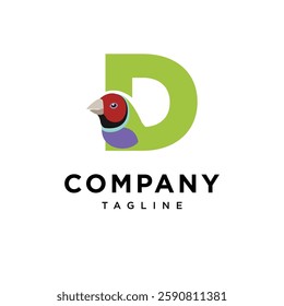 Letter D Gouldian finch Logo Icon Vector