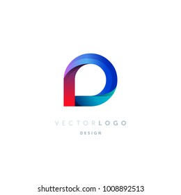 Letter D gradient 3d logo vector, multi colour letter icon template.