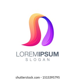 letter D gradient color logo design vector 