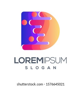 letter D gradient color logo design