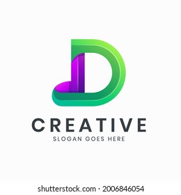 Logo de color gradiente de la letra D