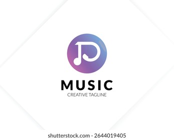 Letter D gradient music logo with headphone for your brand