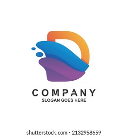 Letter d with gradient wave logo design