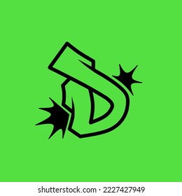 Letter "D" grafitti with green background for t-shirt and hoodie