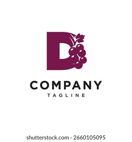 Letter D Grape or Wine Logo Icon vector