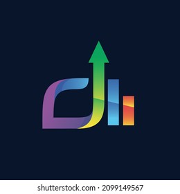 Letter d with graphic chart economy logo design