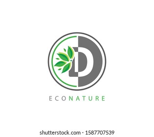 Letter D Green Leaf , Eco Nature D Logo Icon.