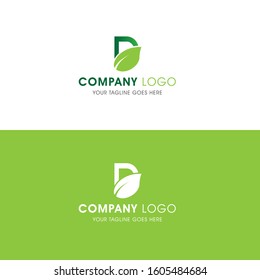 Letter D Green Leaf Logo