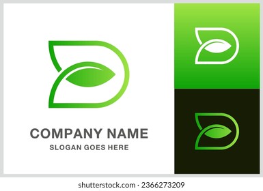 Letter D Green Leaf Plant Nature Farm Business Company Vector Logo Design