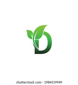 Letter D with green leafs icon logo design template illustration vector