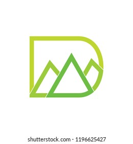 letter d green mountain gradient logo vector