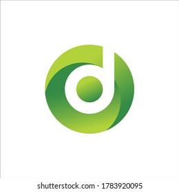 letter D green power button logo vector design