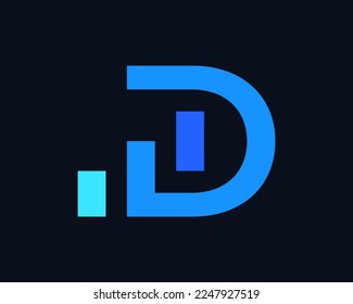 Letter D Growth Chart Graph Business Success Statistic Simple Minimal Monogram Vector Logo Design