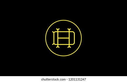 LETTER D AND H LOGO WITH CIRCLE FRAME FOR LOGO DESIGN OR ILLUSTRATION USE