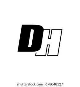letter D and H logo overlapping black negative