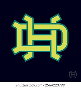 Letter D and letter H. Vintage monogram. Original logo consist of intertwined letters.