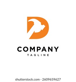 Letter D Hammer Contruction Logo Icon Vector