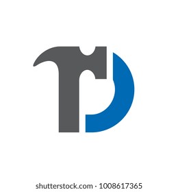 Letter D, Hammer, Home Repair, Home Renovation Logo. Logo Design Inspiration