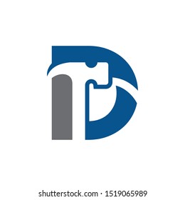 Letter D Hammer Logo Design Renovation and Construction Vector Graphic.