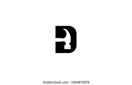Letter D With Hammer logo vector icon illustration