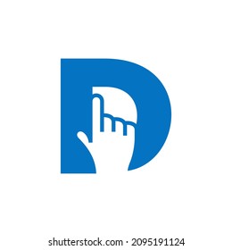 Letter D with a hand click ready to use