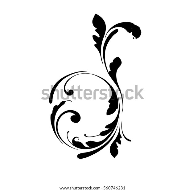 Letter D Hand Drawing Flowers Lines Stock Vector Royalty Free