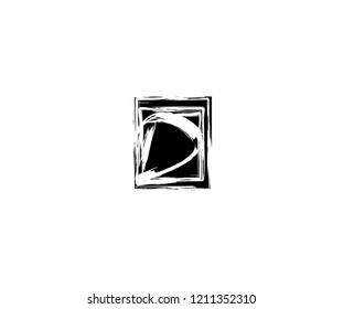 Letter D Hand Drawn Brush Stroke Square Monogram Logo