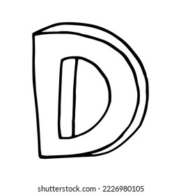 letra D dibujada a mano en forma de doodle.