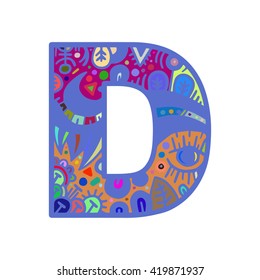 Letter D Hand Drawn Doodle Style Stock Vector (royalty Free) 419871937 