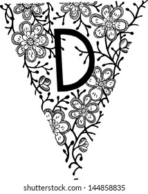 Letter D. Hand drawn paper flags with all alphabet letters. You can made buntings with any sentences (for spaces you can use my flags without letters).